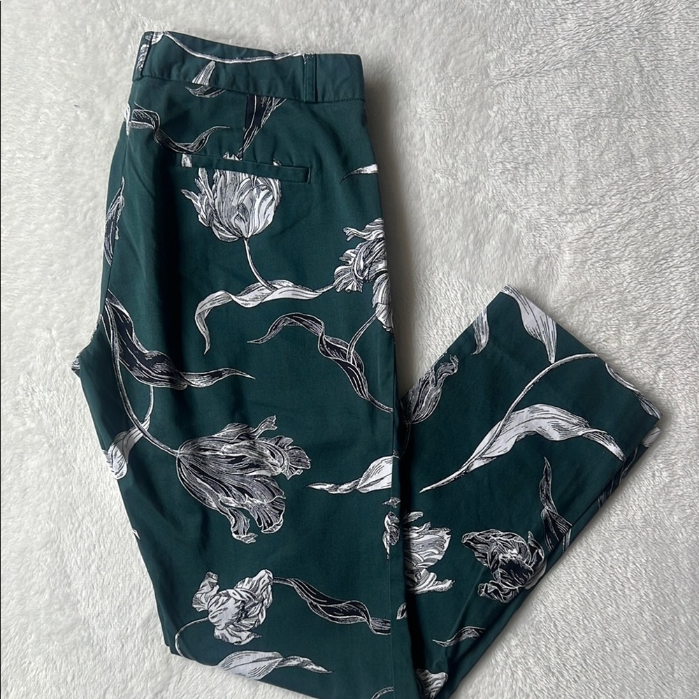 Banana Republic Reegan green print midrise ankle pants